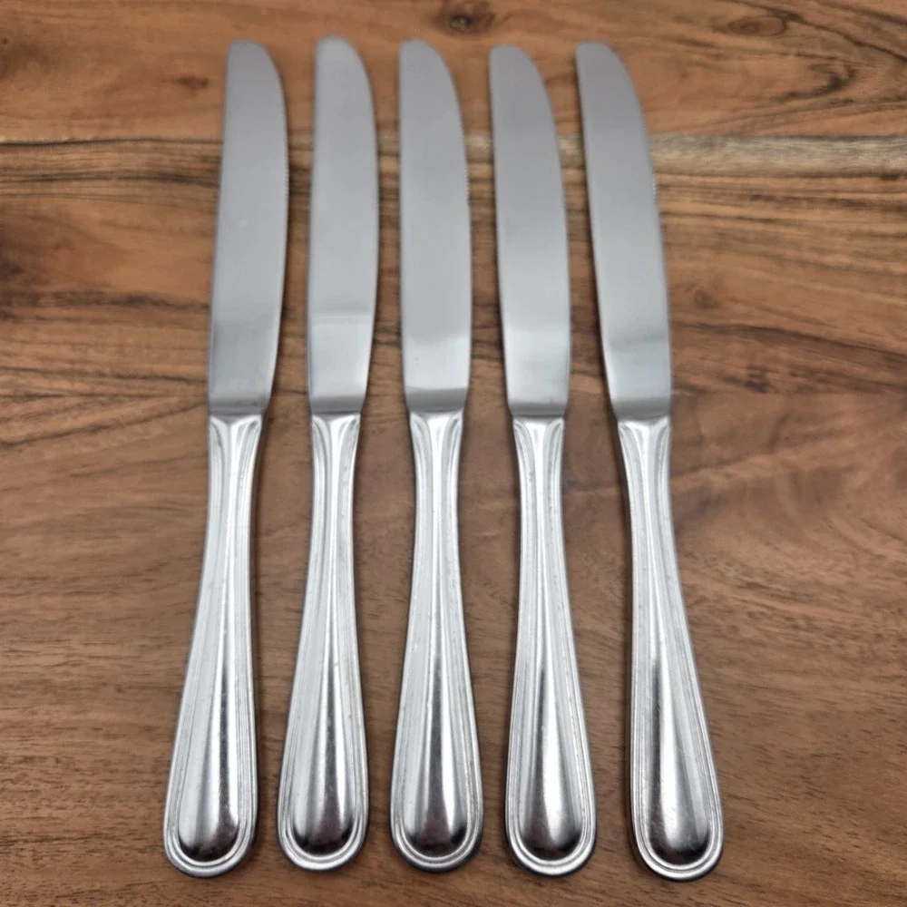 Set Of 5 Wallace Rockport Dinner Knives 18/10 Stainless Steel
